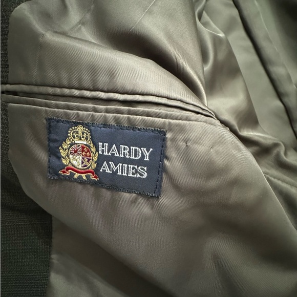 Hardy Amies Blazer Mens 42R Herringbone Wool Gray Two Button Sport Coat Classic - Picture 10 of 12